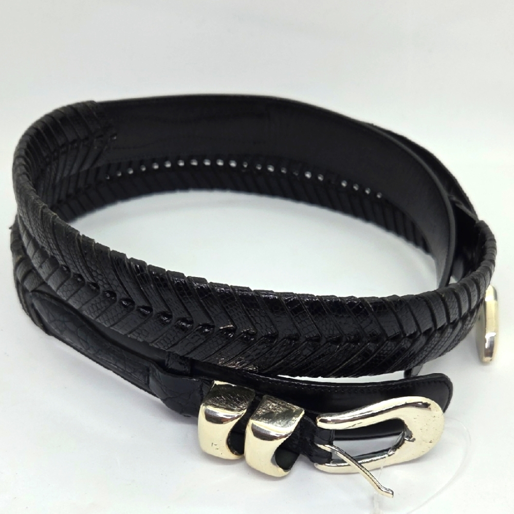 Vintage Neiman Marcus Genuine Crocodile Black Leather Belt Size 40
